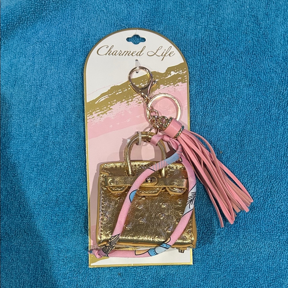 Gold and Pink Keychain Set
